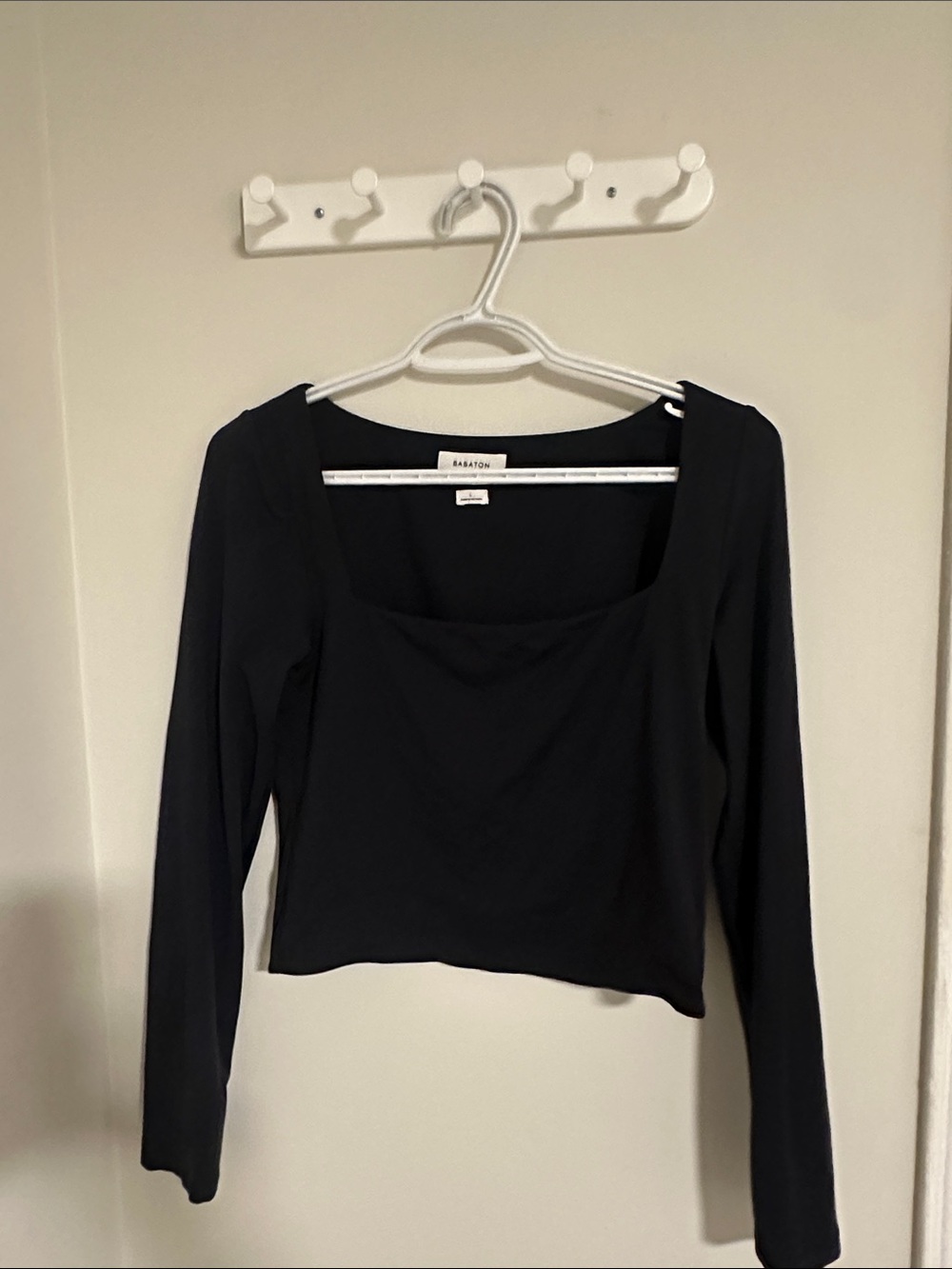 Aritzia Black Long Sleeve Square Neck Crop Top